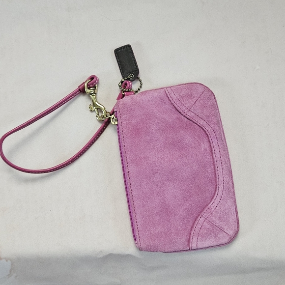 Coach Small Pink Suede Wristlet - Picture 6 of 6